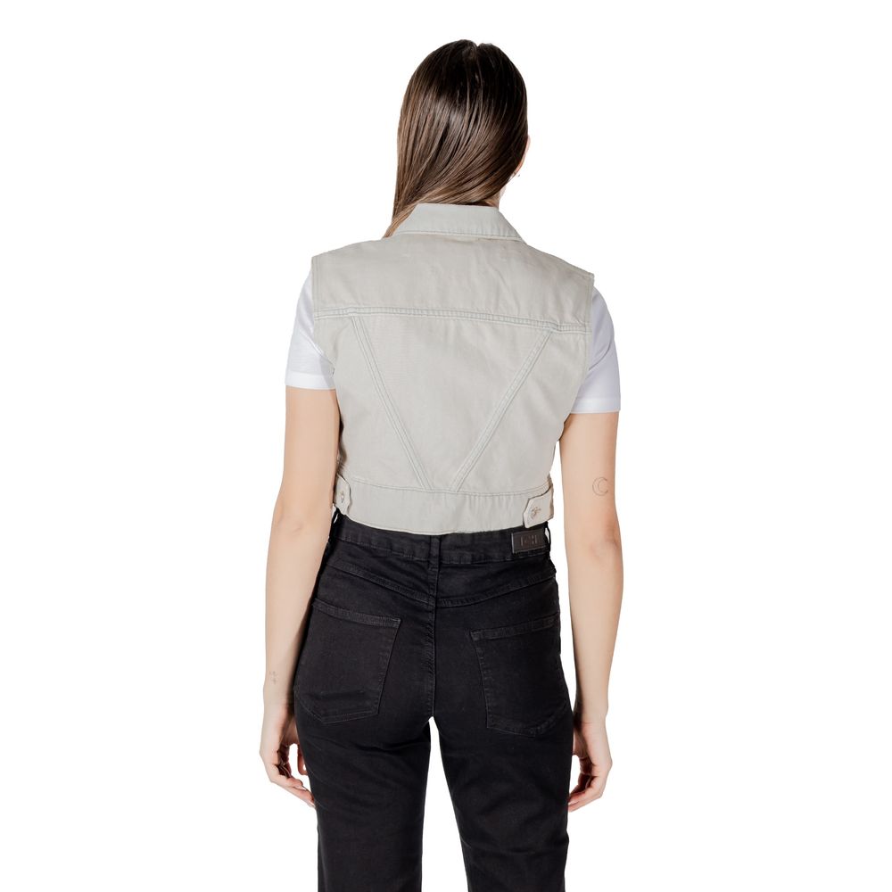 Only Light Blue Cotton Sleeveless Jacket