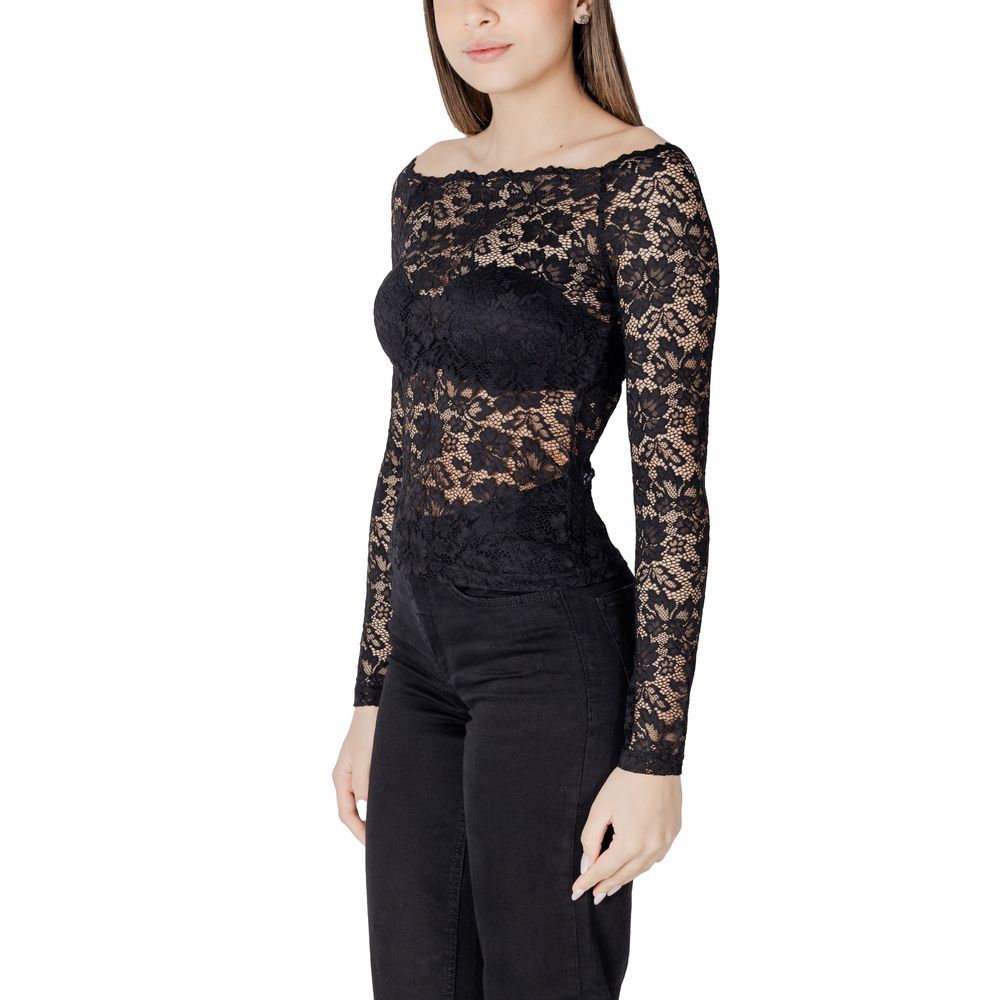 Morgan De Toi Black Polyamide Long Sleeve Lace Top