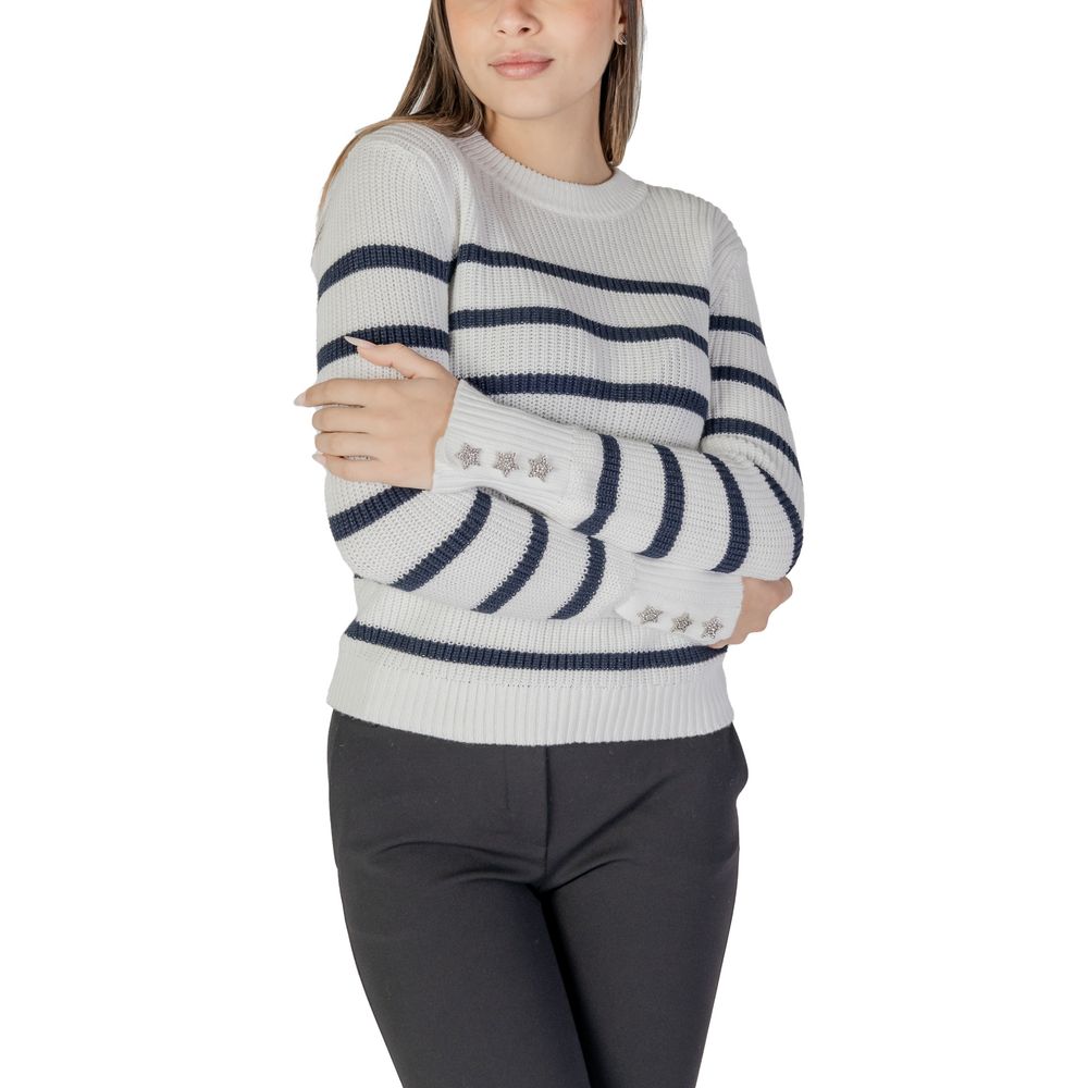 Morgan De Toi White Cotton Sweater - Effortless Chic for Every Occasion