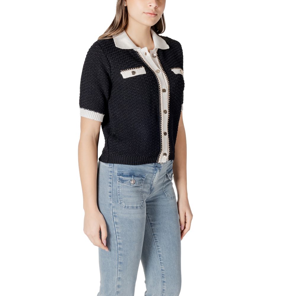 Morgan De Toi Black Recycled Cotton Sweater - Effortlessly Chic Cardigan