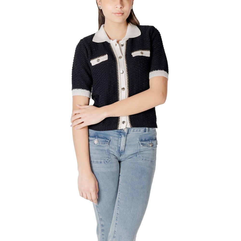 Morgan De Toi Black Recycled Cotton Sweater - Effortlessly Chic Cardigan