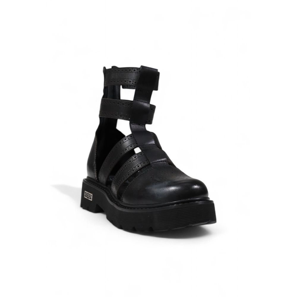 Cult Black Leather Sandal - SLASH 4441 MID W LEAT/PERF. LEAT. CLW444100