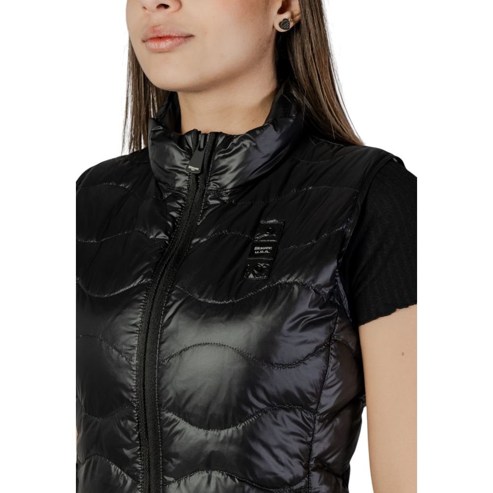 Blauer Black Polyamide Sleeveless Jacket