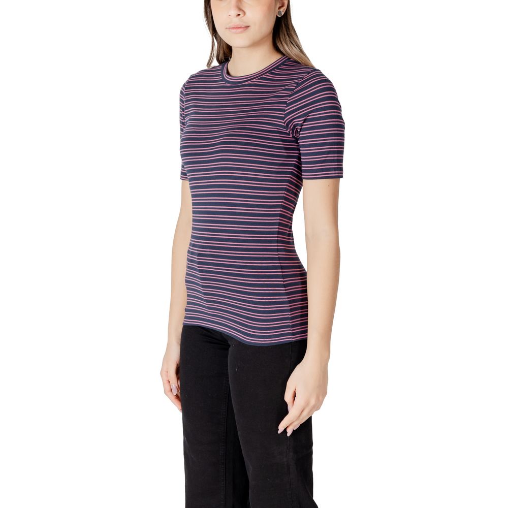 ICHI Bicolor Cotton T-Shirt for Women
