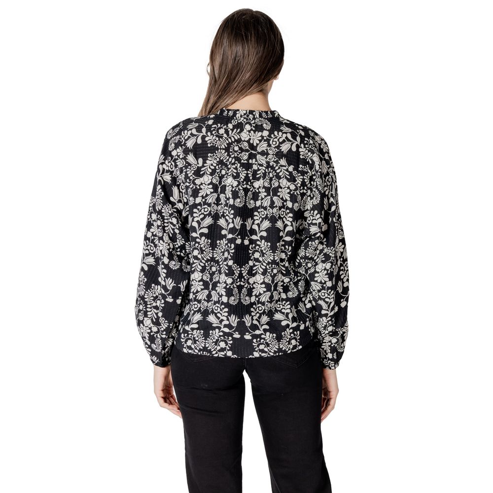 ICHI Black Viscose Blouse - Elegant Versatility for Every Occasion