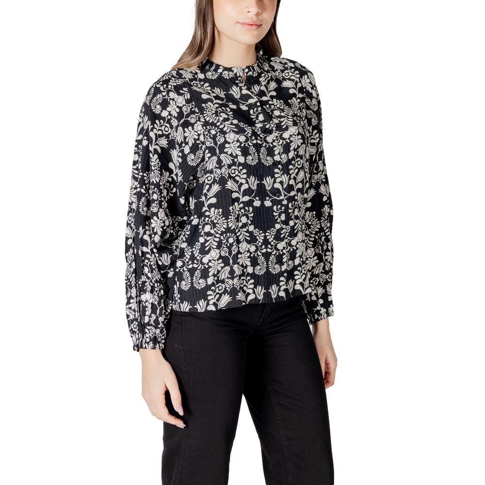 ICHI Black Viscose Blouse - Elegant Versatility for Every Occasion