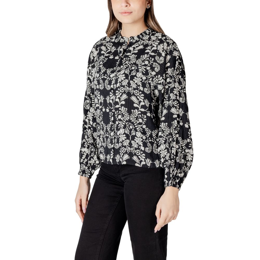 ICHI Black Viscose Blouse - Elegant Versatility for Every Occasion