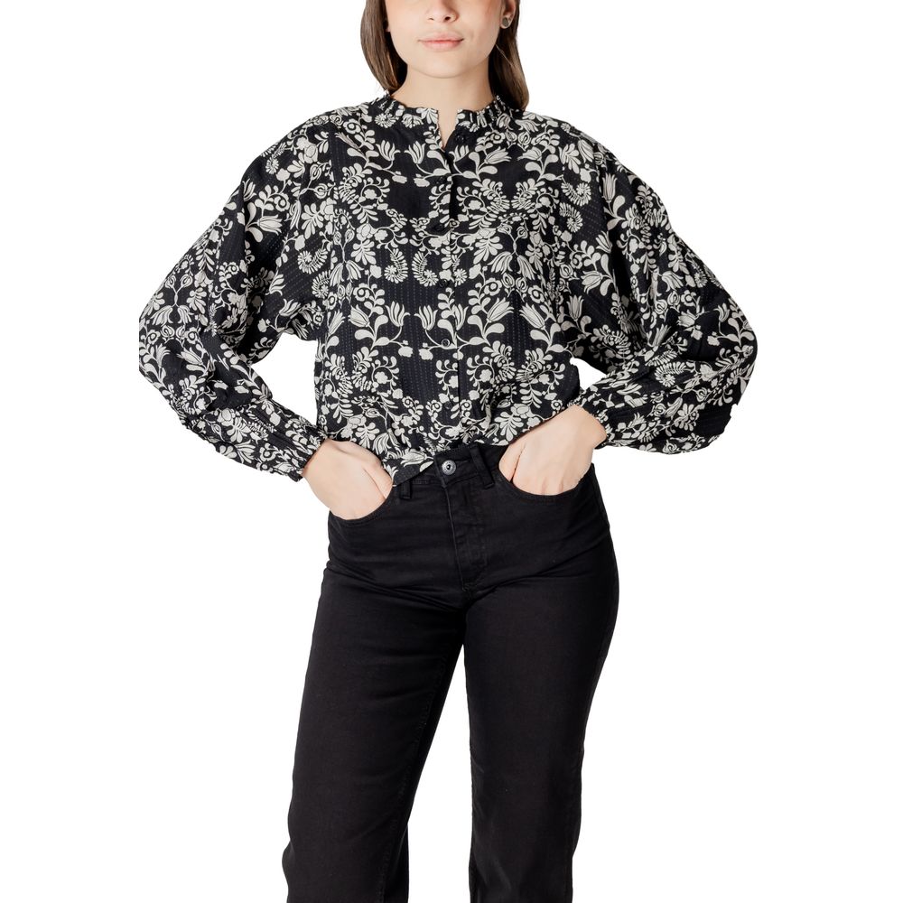 ICHI Black Viscose Blouse - Elegant Versatility for Every Occasion