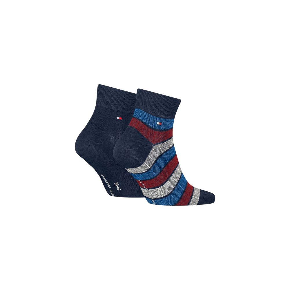 Tommy Hilfiger TH MEN QUARTER 2P ONE ROW Blue Cotton Socks
