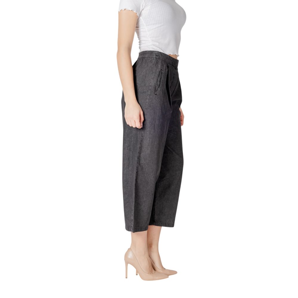 ICHI Black Cotton Slouchy Balloon Jeans for Women
