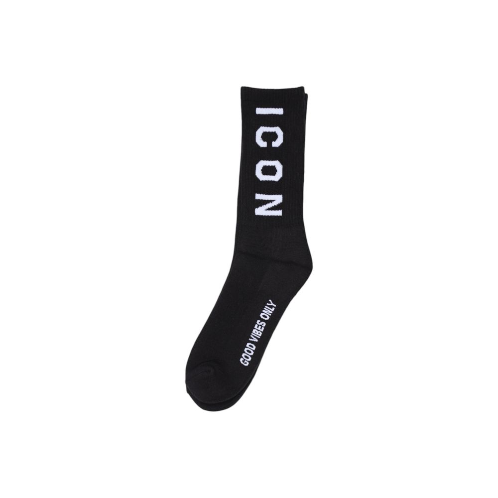 Icon Black Cotton Sock - Stylish Comfort for Every Occasion