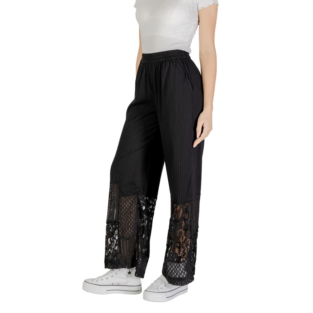 ICHI IHMARILA PA 20122862 Black Cotton Palazzo Pants