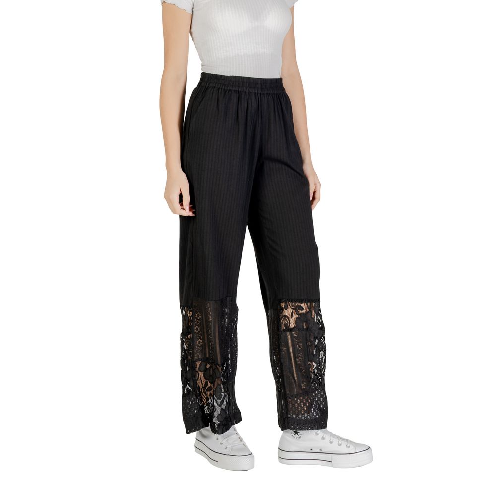 ICHI IHMARILA PA 20122862 Black Cotton Palazzo Pants
