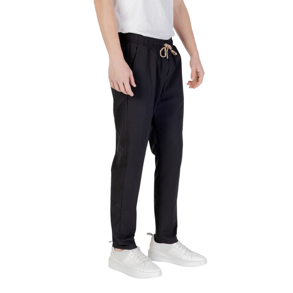 Gianni Lupo Black Polyester Pant – Men's Low Crotch Trousers