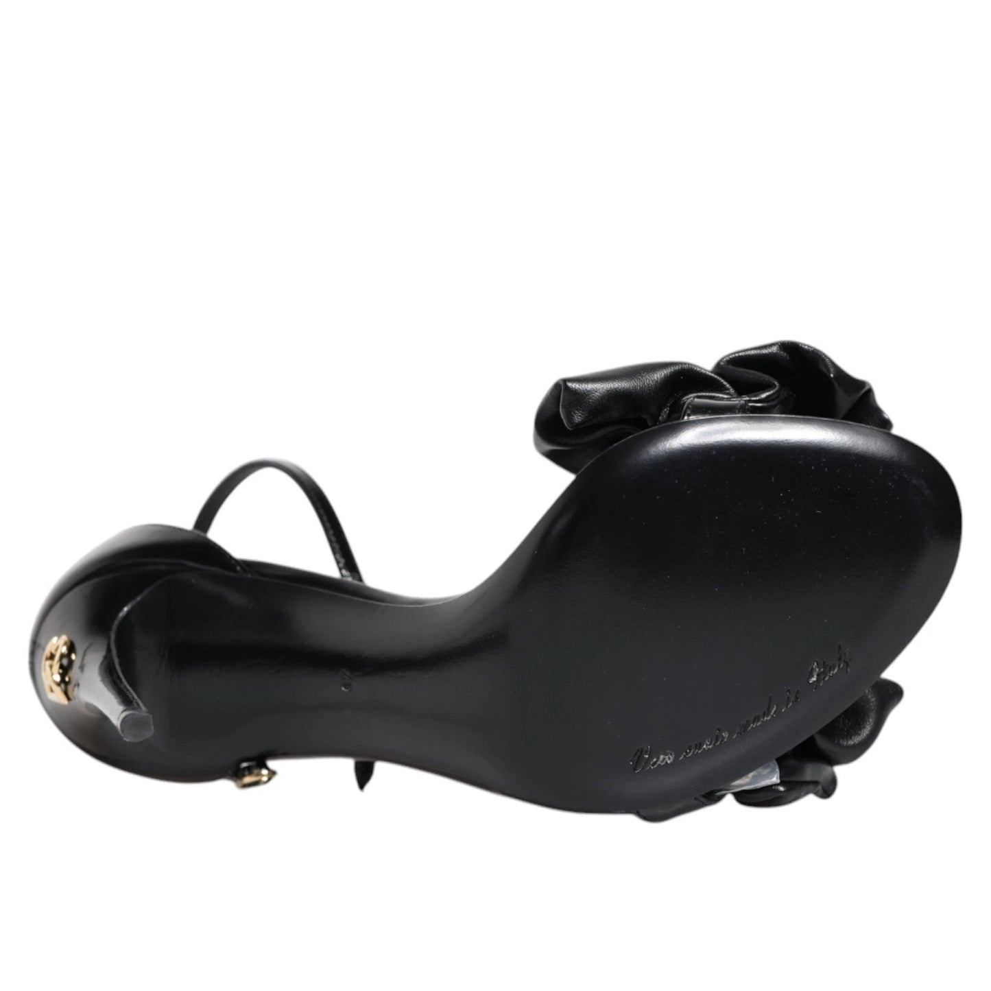 Dolce & Gabbana Black Leather Ankle Strap Heel Sandals