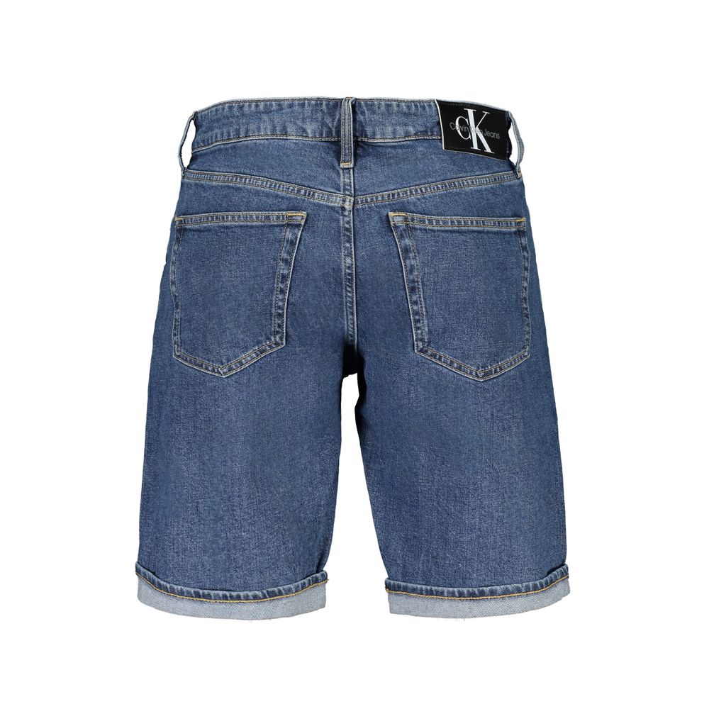 Calvin Klein Blue Cotton Rolled Hem Denim Shorts for Men