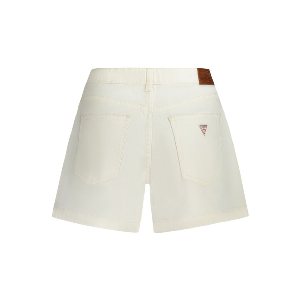 Guess Jeans White Cotton Mom Shorts