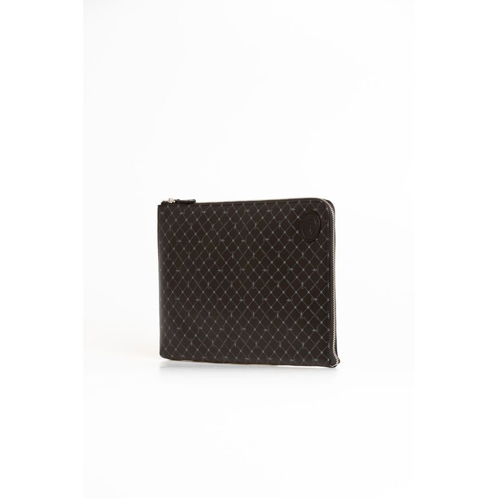 Trussardi Black Leather Clutch Bag: Elegance Redefined