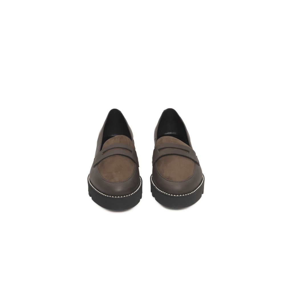 Cerruti 1881 Brown Cowhide Loafer with Silver Details