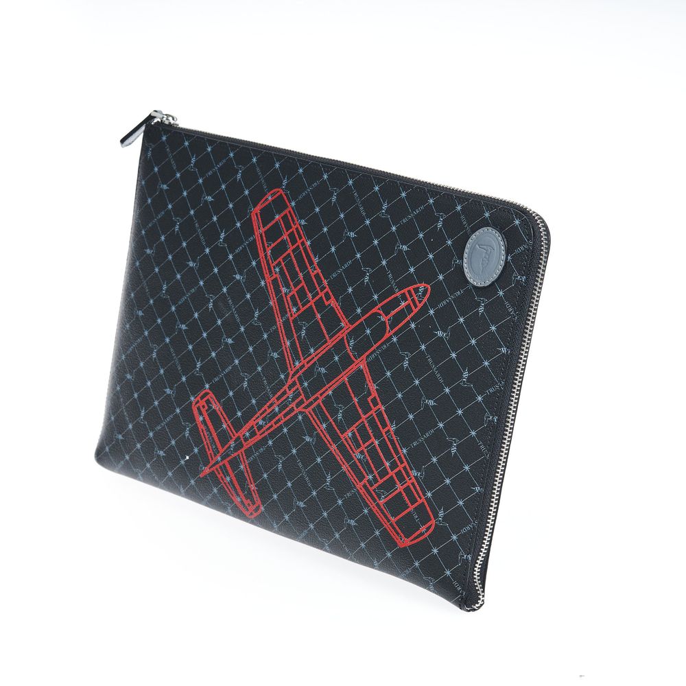 Trussardi Black Leather Clutch Bag - Elegant and Functional