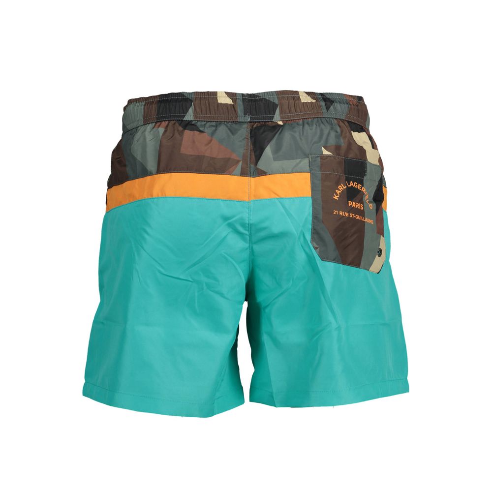 Karl Lagerfeld Green Polyester Swimwear: Sleek and Stylish Short Swim Boxers