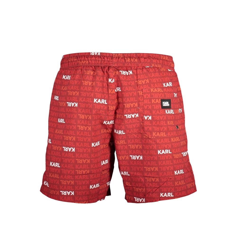 Karl Lagerfeld Red Polyester Swimwear - Medium Swim Boxer
