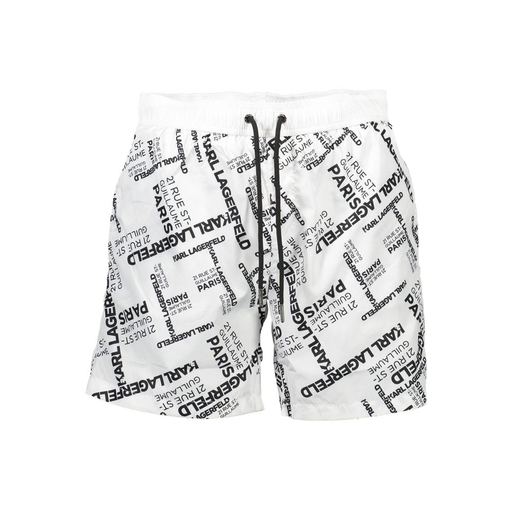 Karl Lagerfeld White Polyester Swimwear: The Ultimate Swim Boxer