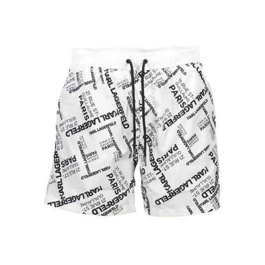 Karl Lagerfeld White Polyester Swimwear: The Ultimate Swim Boxer