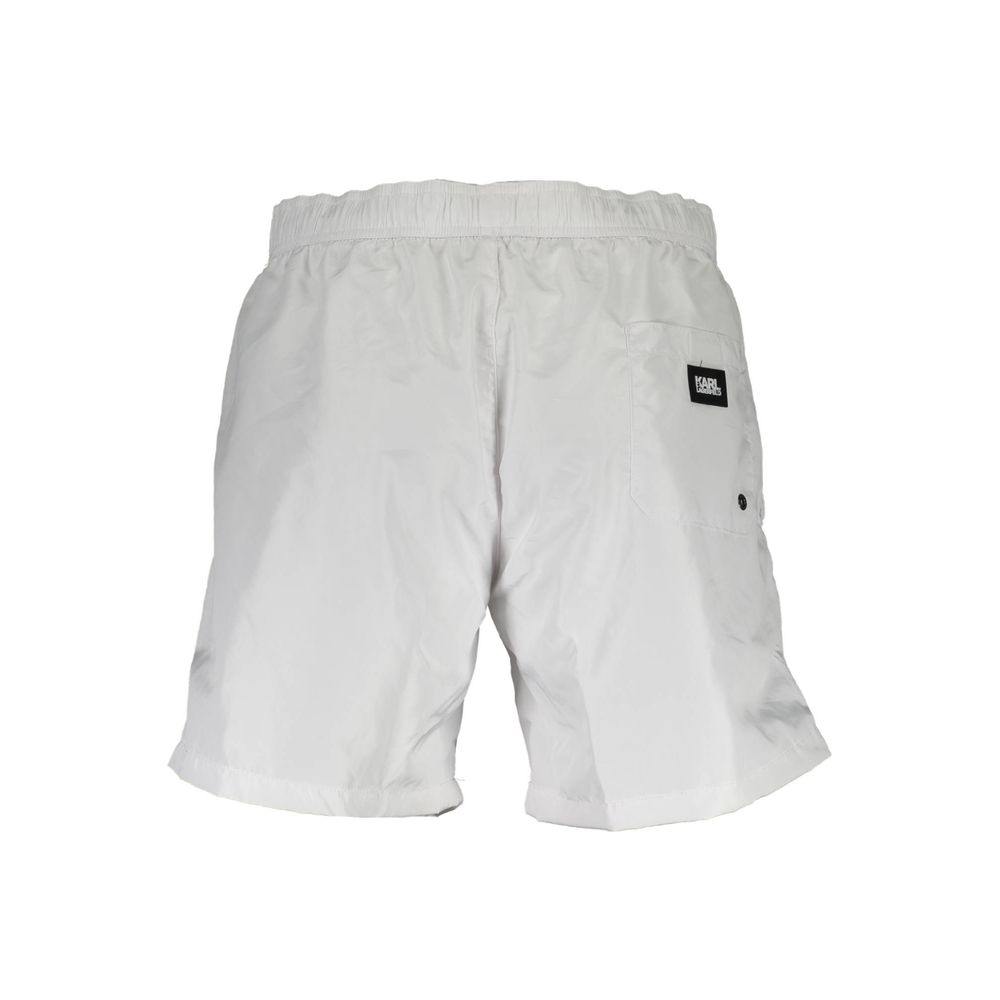 Karl Lagerfeld White Polyester Swimwear – Medium Swim Boxer