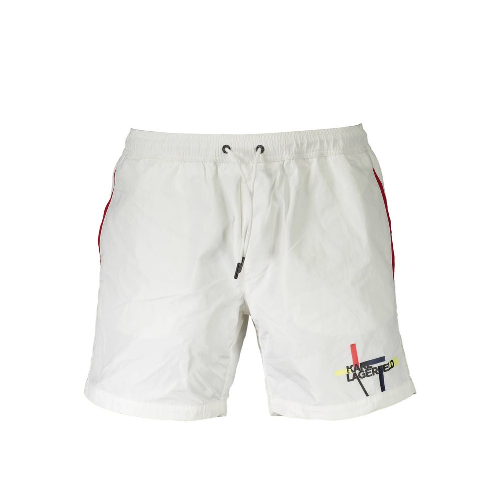 Karl Lagerfeld White Polyester Swimwear: Medium Swim Boxer
