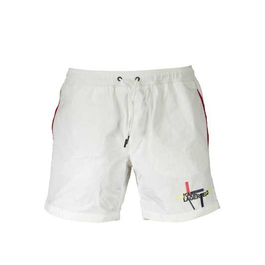 Karl Lagerfeld White Polyester Swimwear: Medium Swim Boxer