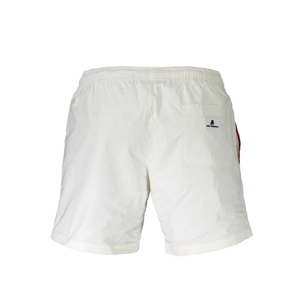 Karl Lagerfeld White Polyester Swimwear: Medium Swim Boxer