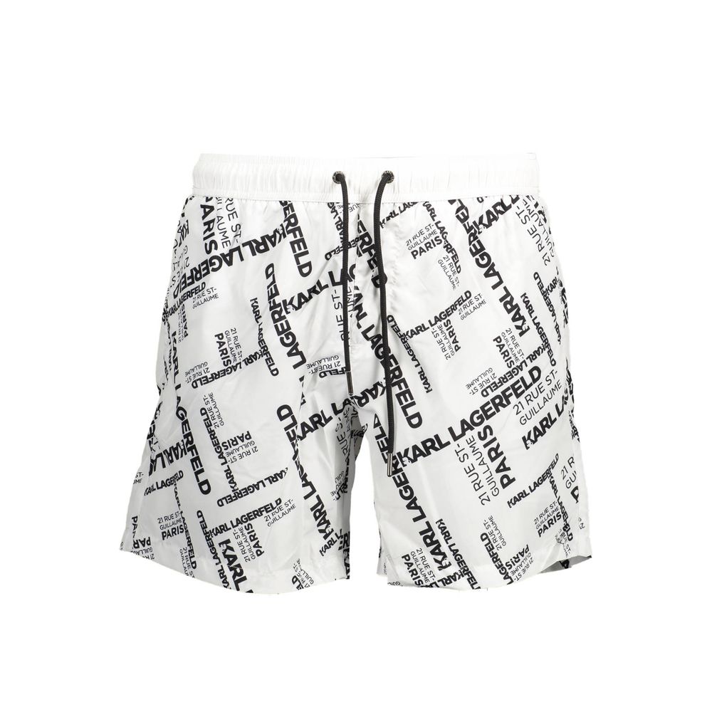 Karl Lagerfeld White Polyester Swimwear - Medium Swim Boxer