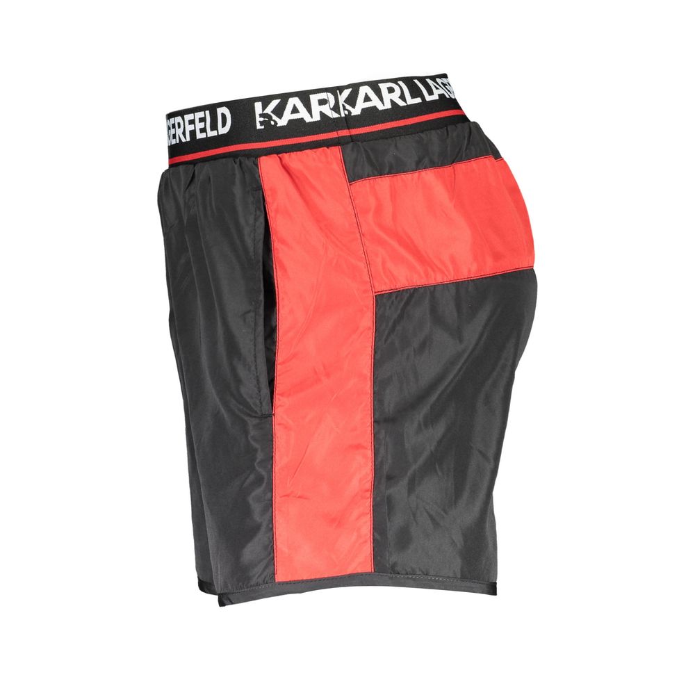 Karl Lagerfeld Black Polyester Swimwear: Timeless Swim Boxer