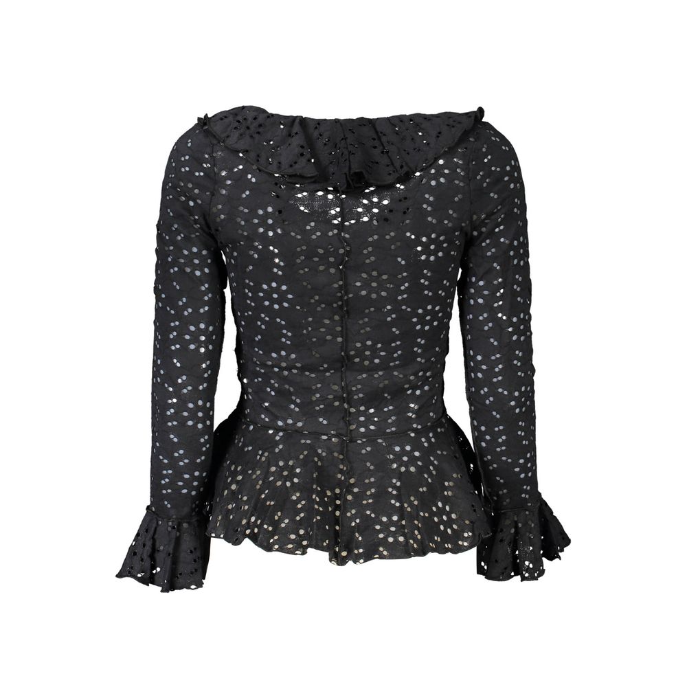 Desigual Black Cotton Long Sleeve Blouse