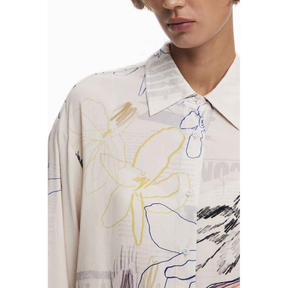 Desigual White Cotton Shirt: Newsarty Elegance