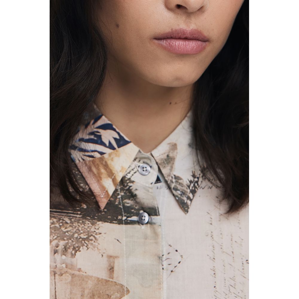 Desigual Beige Cotton Shirt - PhotoPostal Statement Piece