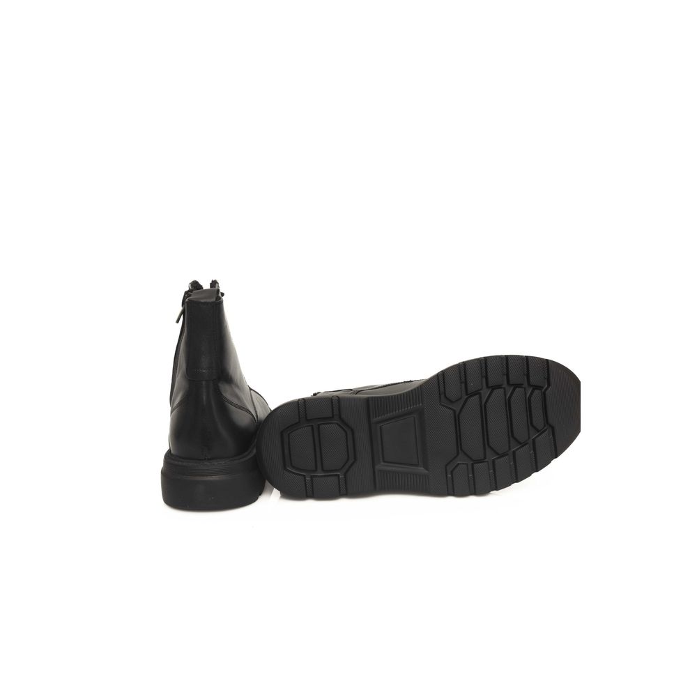 Cerruti 1881 Black Cowhide Boot - Premium Leather Style