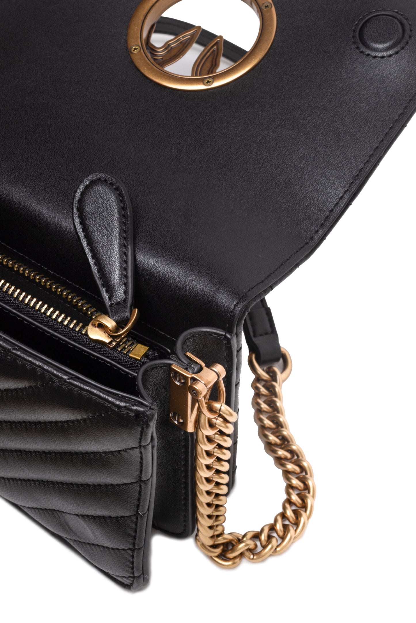 PINKO Black Love Click Mini Sheep Nappa Chevron