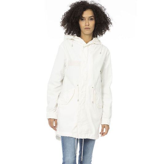 Mr&Mrs Italy White Cotton Long Parka with Adjustable Features