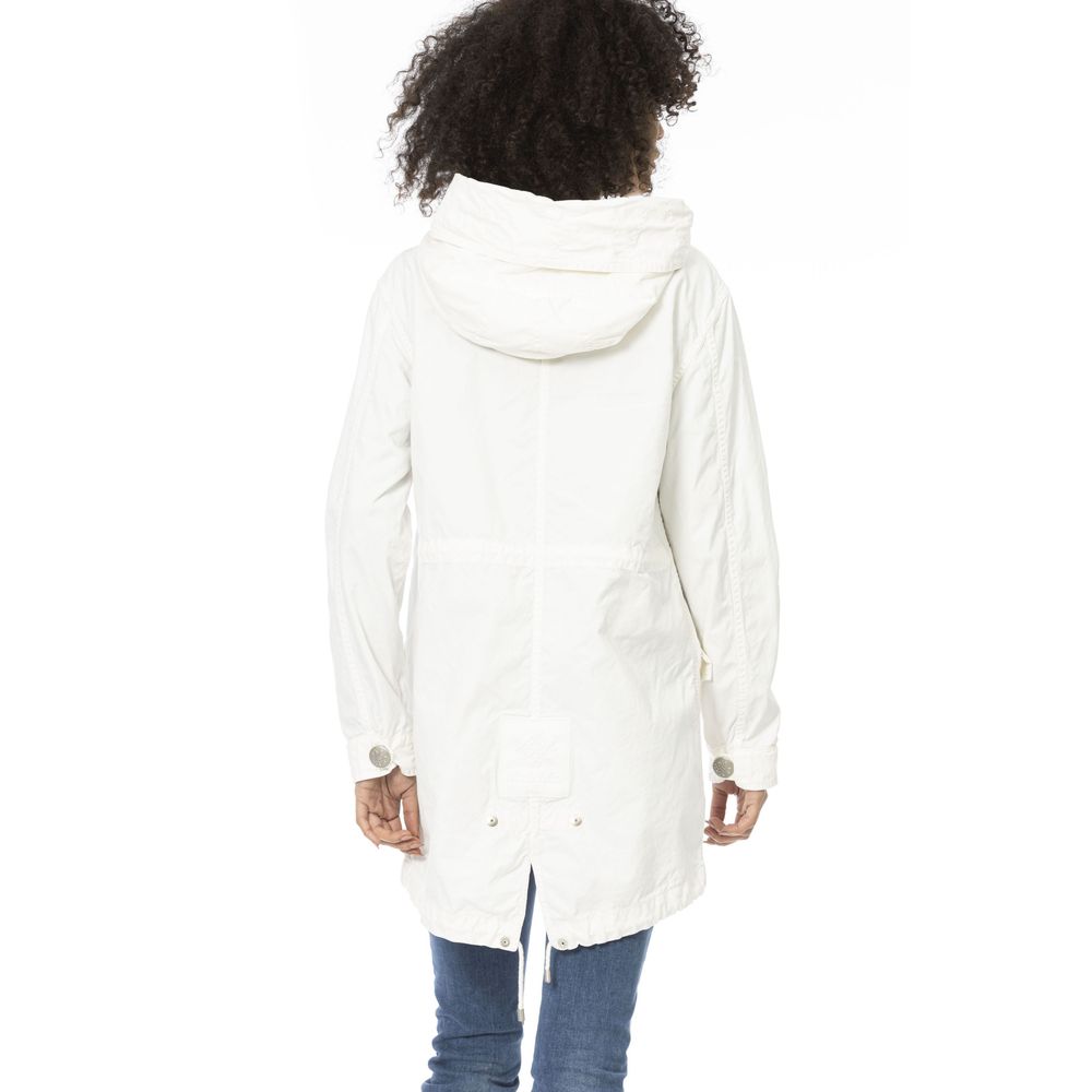 Mr&Mrs Italy White Cotton Long Parka with Adjustable Features