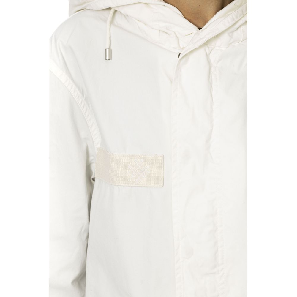Mr&Mrs Italy White Cotton Long Parka with Adjustable Features