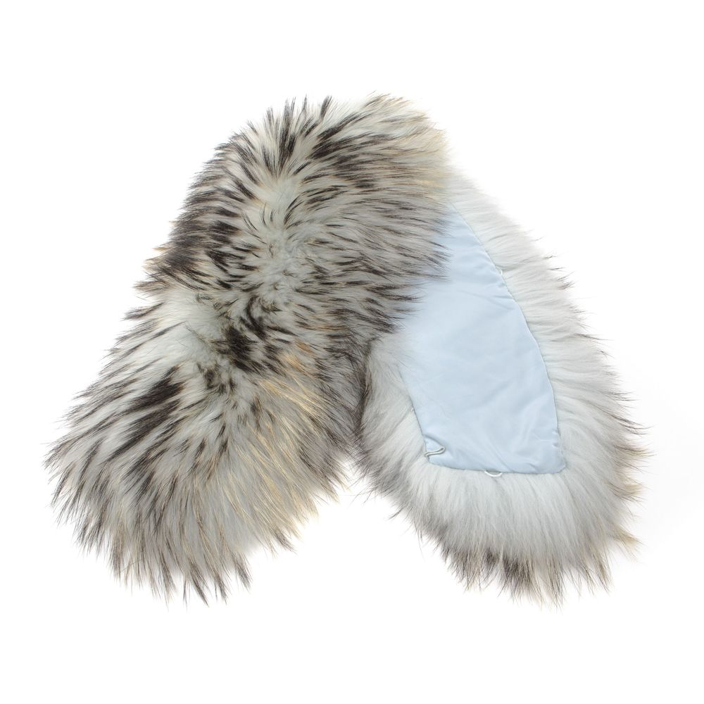 Mr&Mrs Italy Light Blue Polyester Scarf with Woman’s Fur Collar