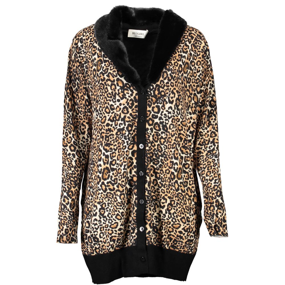 Blugirl Black Viscose Sweater with Removable Fur Collar