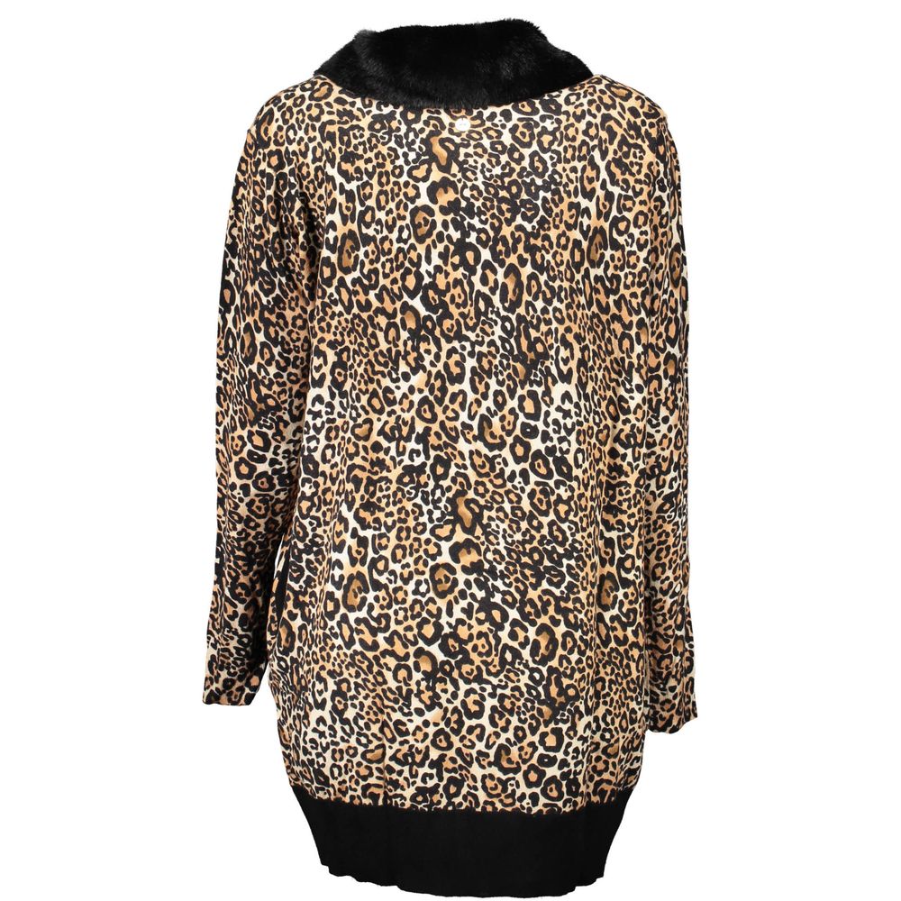 Blugirl Black Viscose Sweater with Removable Fur Collar