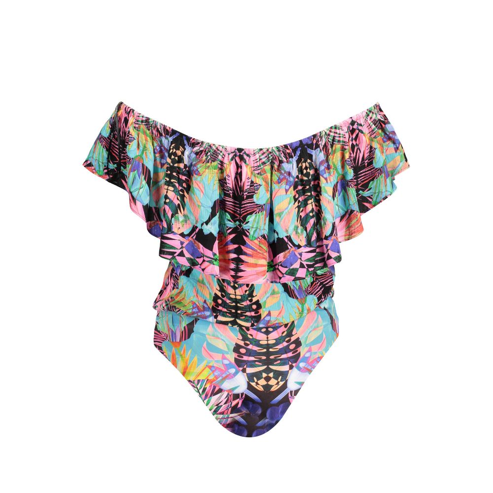 Desigual Black Polyester Bodysuit with Flounce