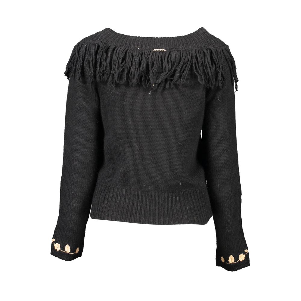 Blugirl Black Wool Sweater with Embroidery