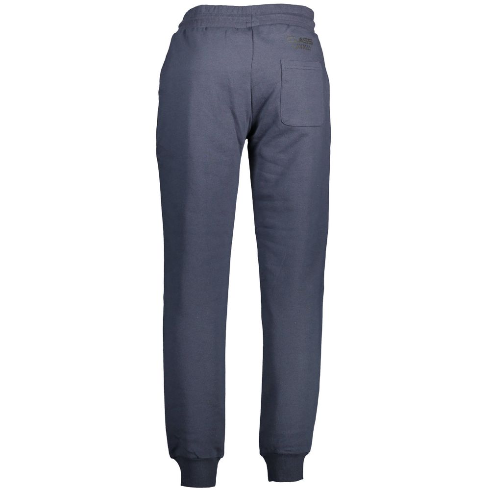 Cavalli Class Blue Zebra Print Cotton Joggers