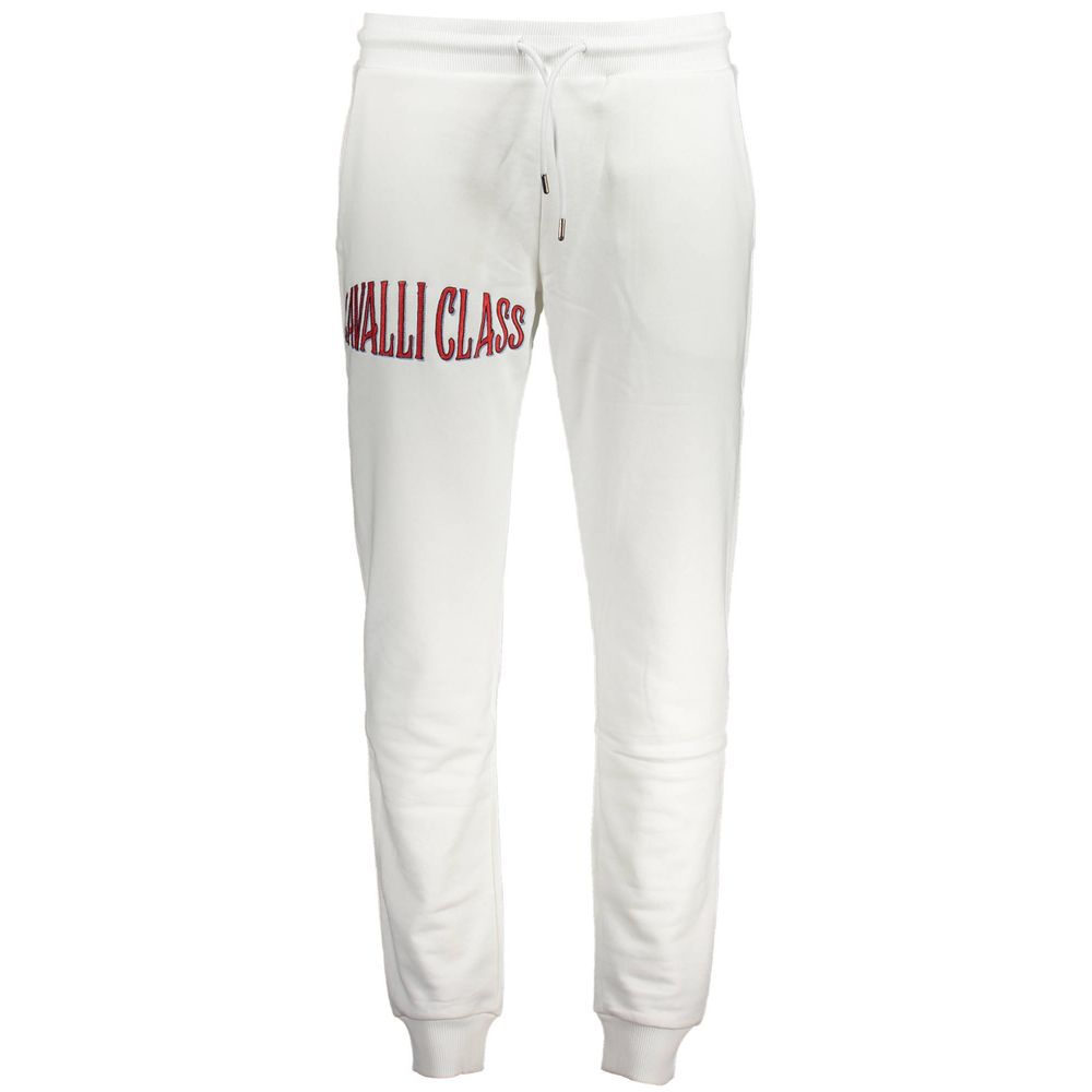 Cavalli Class White Cotton Sporty Trousers