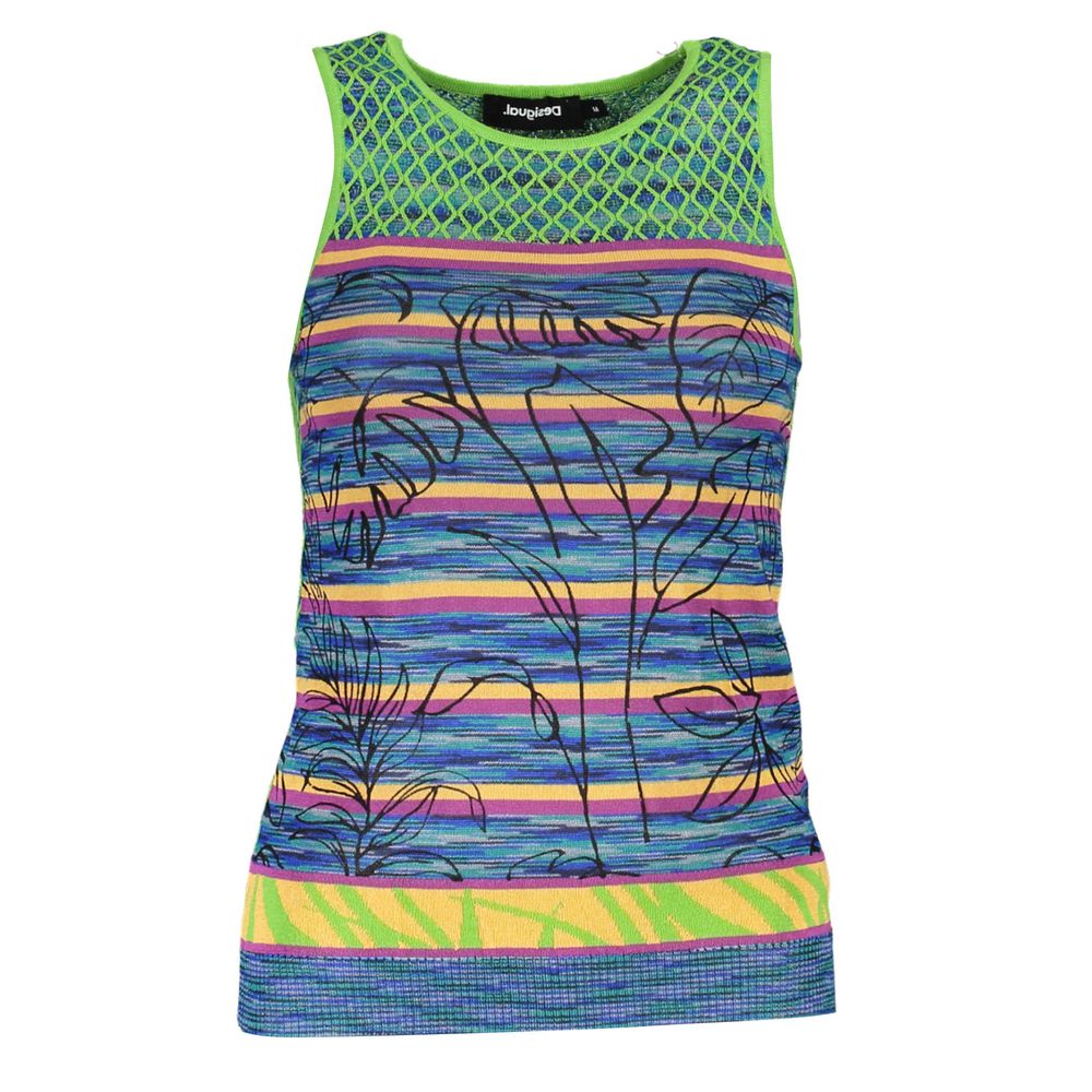 Desigual Green Cotton Tank Top - Embrace Your Individuality